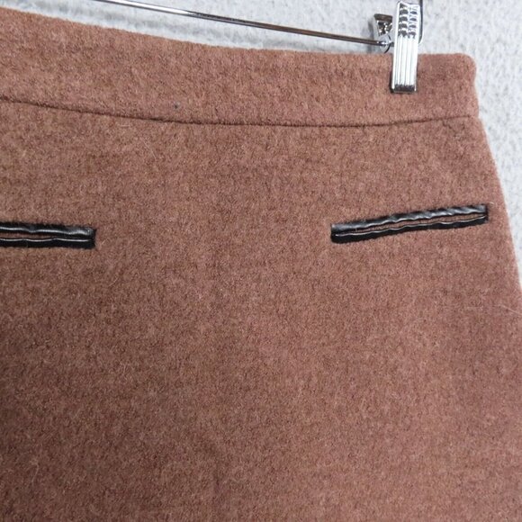 Vintage Vivienne Tam Skirt 2 Wool Viscose Rayon Trim Lined 1990s Classic Brown - Picture 2 of 9